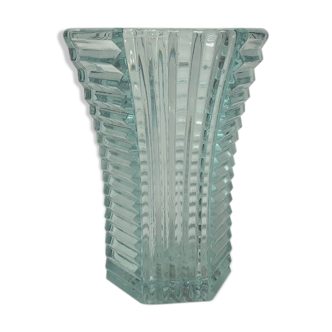 Art deco vase in turquoise blue transparent glass