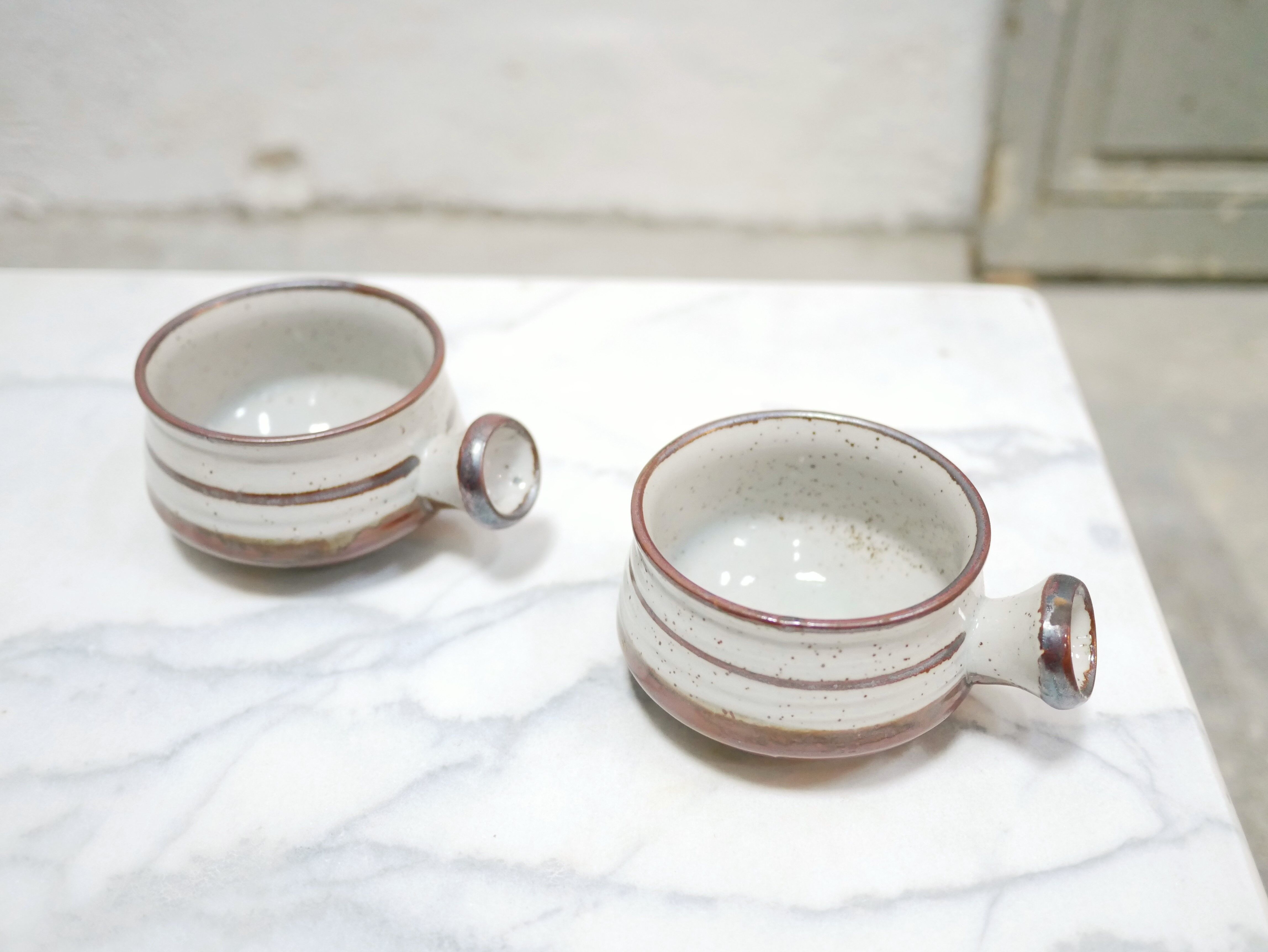Paire de caquelons vintage en grès, Japon