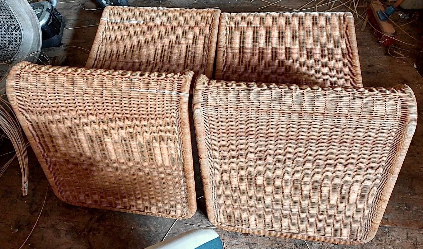 2x Wicker Lounge chair P40 by Tito Agnoli