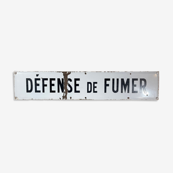 Ancienne plaque émaillée "défense de fumer"