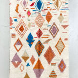 Moroccan berber carpet azilal ecru diamonds and colorful patterns 250x162cm