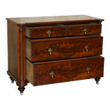 Victorian Flame Wood Commode with Porcelain Casters