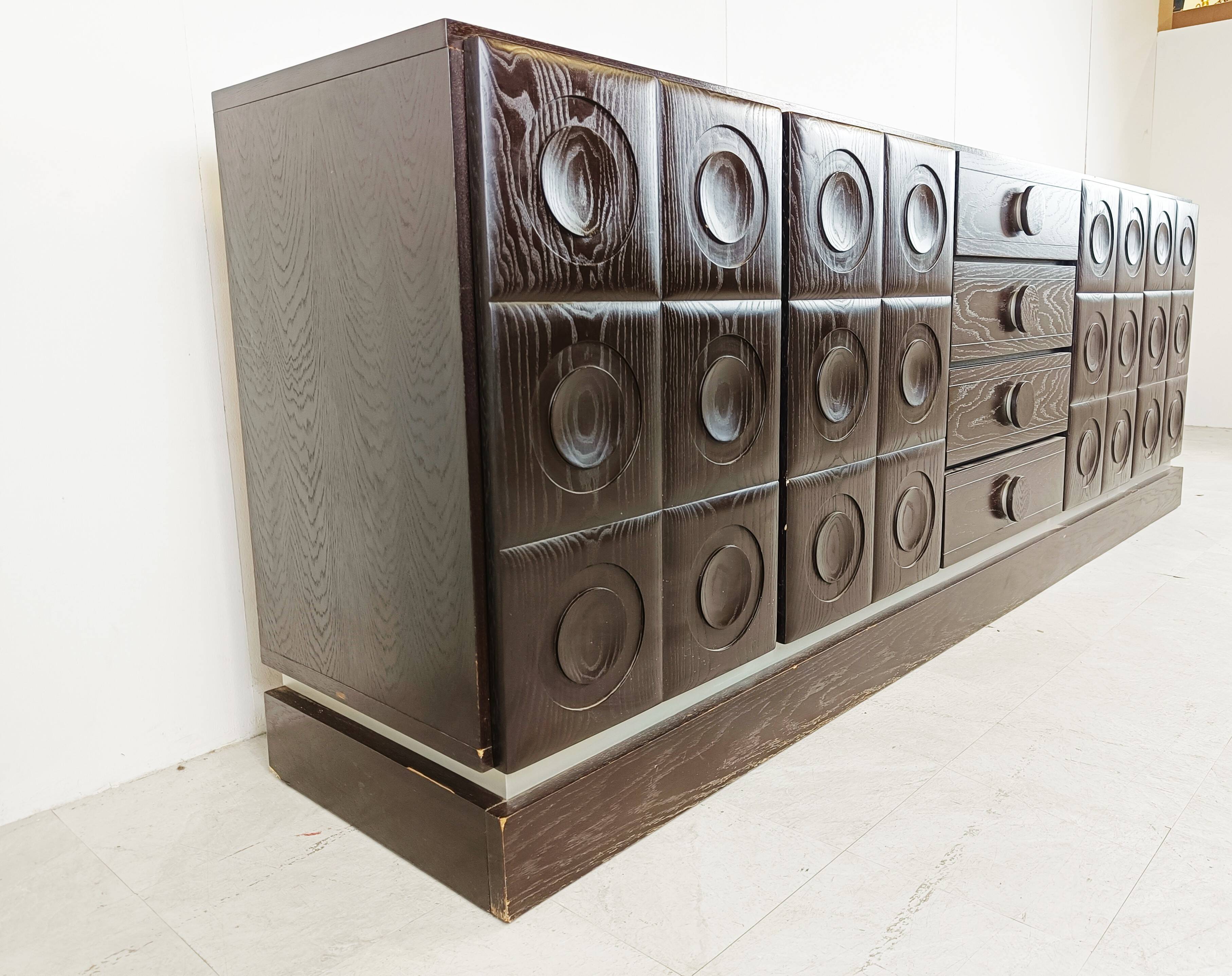 Graphical brutalist credenza, 1970s