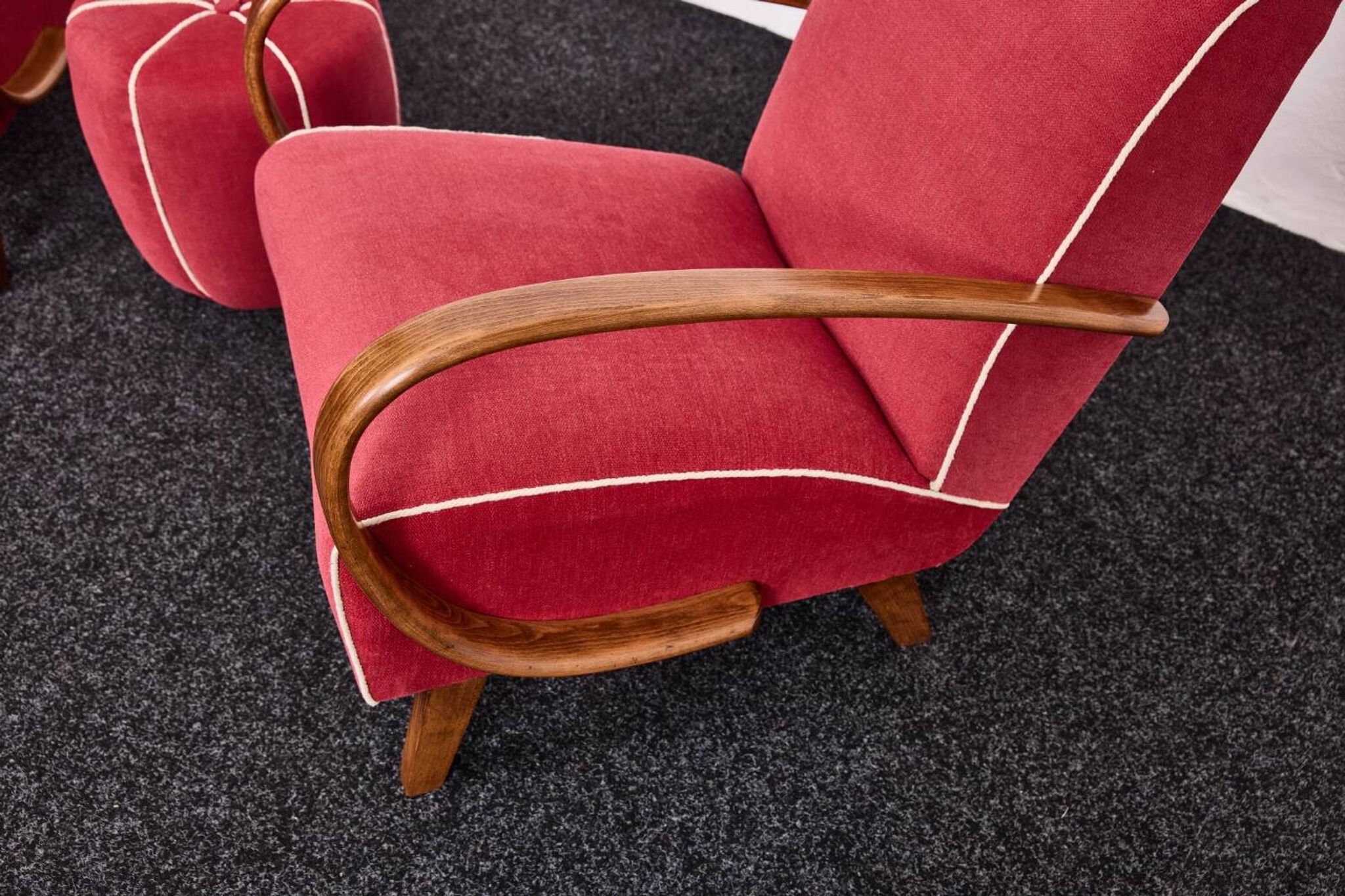 Fauteuils et tabourets Art Déco Jindřich Halabala H-530 années 1940, Up Závody