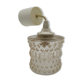 Vintage seventies pendant lamp in pressed molded glass