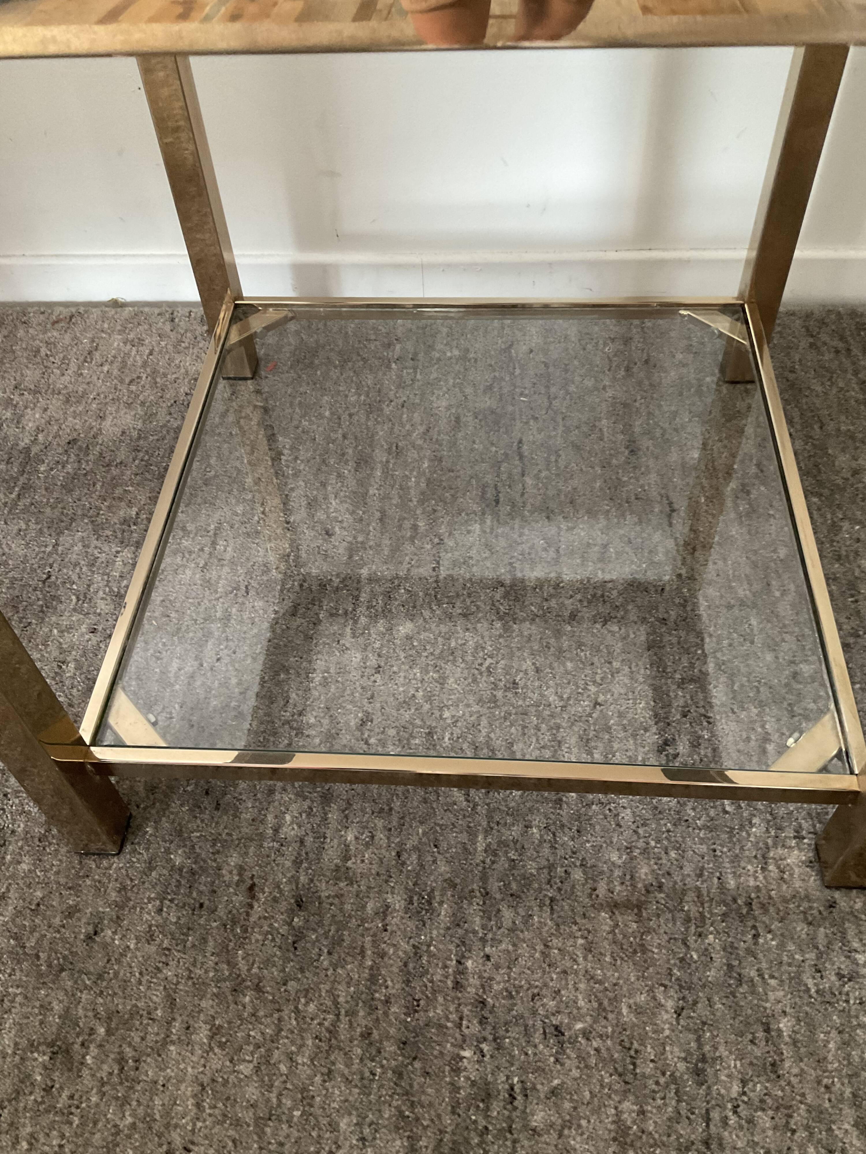 Belgo Chrom coffee table from the 70s in gold-plated brass