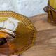 Amber glass bonbonnière with lid