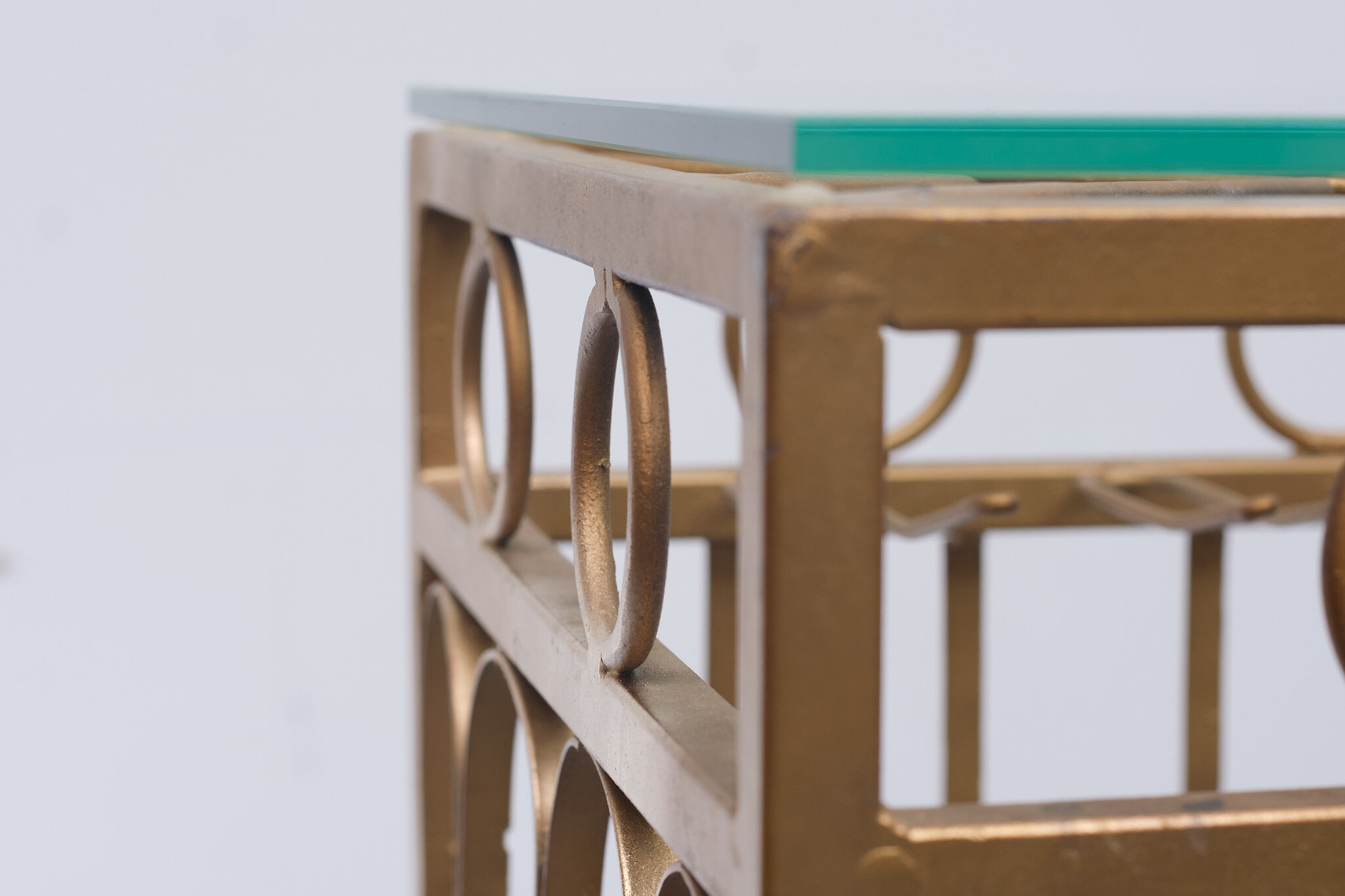 Gold metal wine rack or cocktail bar, 1950s, italy