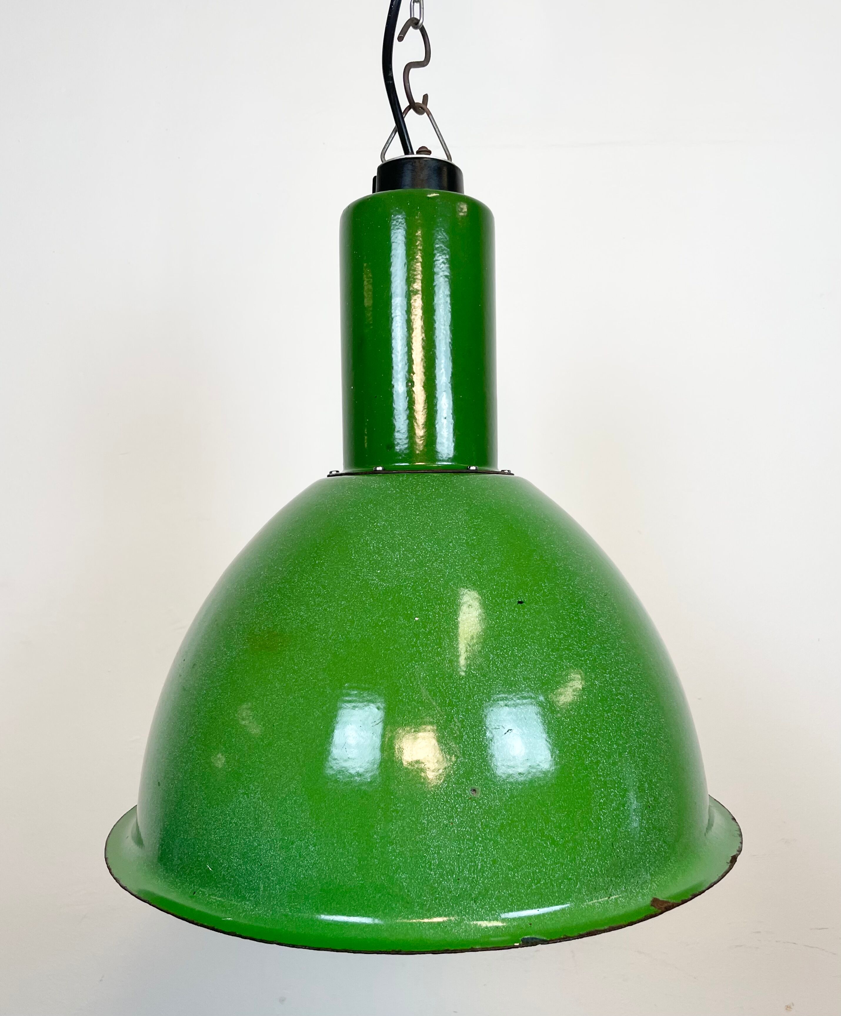 Industrial Soviet Green Enamel Pendant Lamp, 1960s