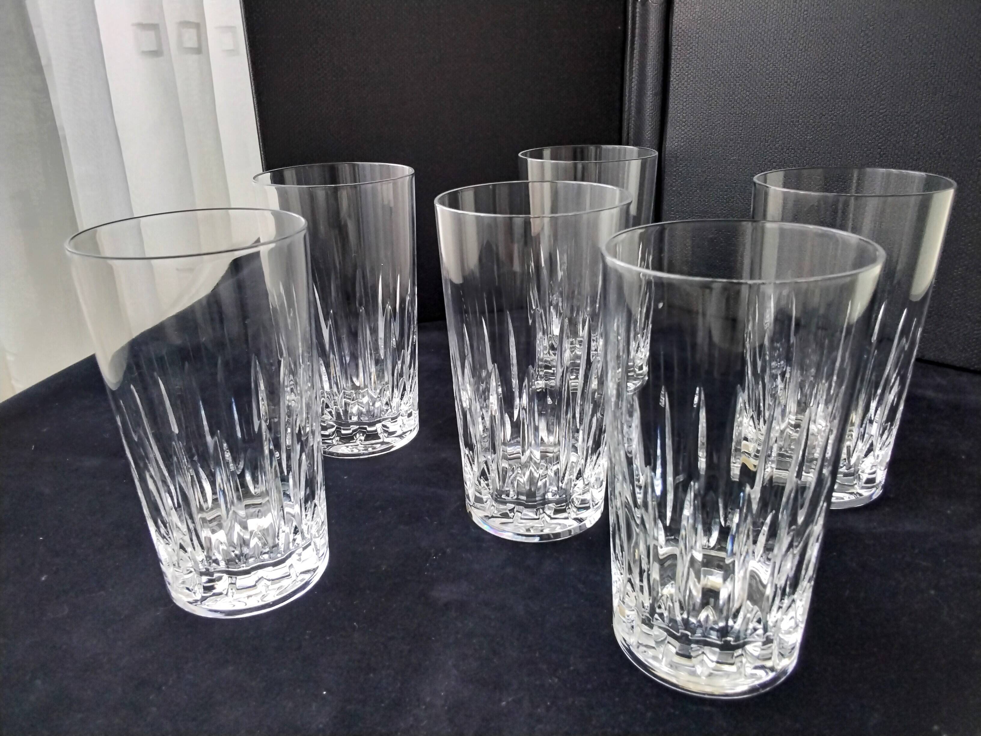 6 Arques crystal orangeade, whisky and cocktail glasses