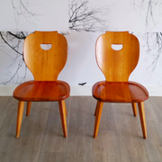 Set of 2 low pine chairs by Carl Malmsten for Svensk Fur 1950