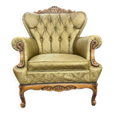Vintage olive green baroque armchair / single seat / sofa