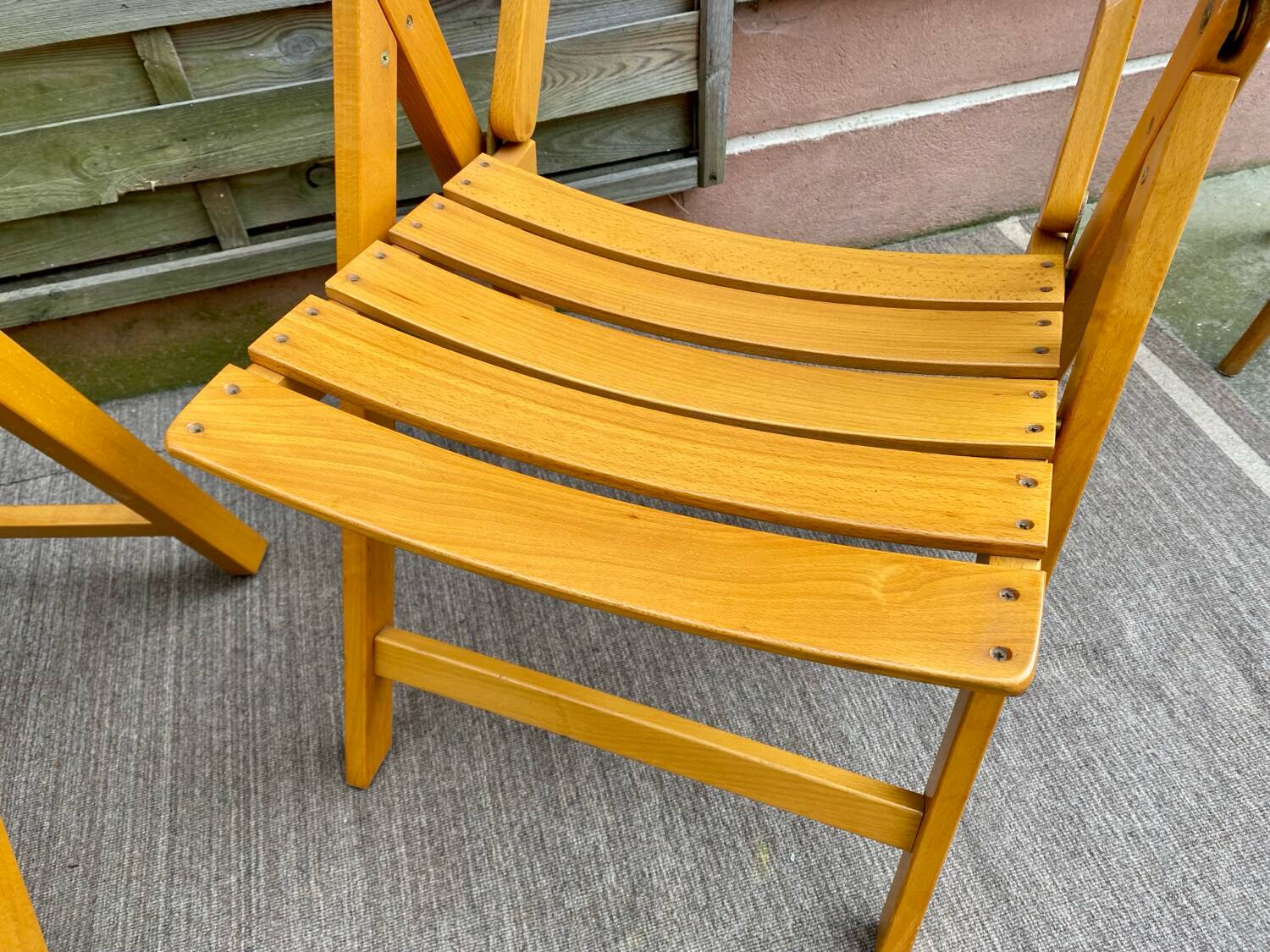 Pair of Clairitex France vintage garden armchairs from the 70s, solid wood