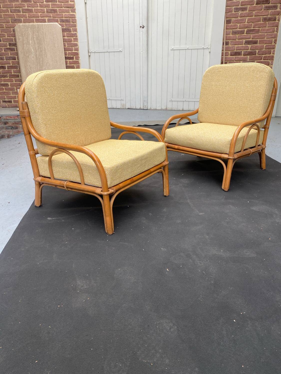 Pair of rattan armchairs
