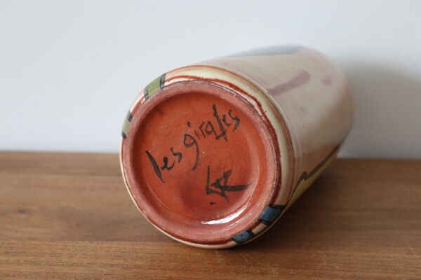 Vase signé les girafes en céramique