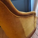 Gold velvet armchair