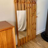 cloakroom coat rack mirror in blond pine 70s-80s