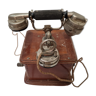 Téléphone bois, à manivelle 1910 acajou