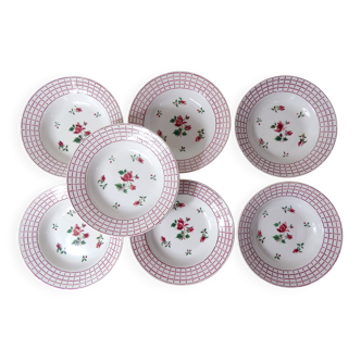 Digoin sarreguemines 7 rosa model soup plates