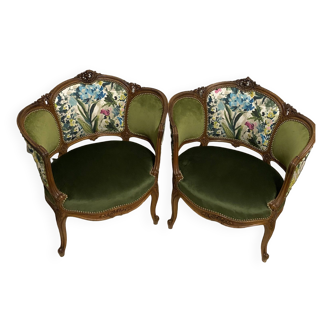Pair of carved wooden armchairs, 20th century.