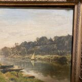 Old landscape painting signed