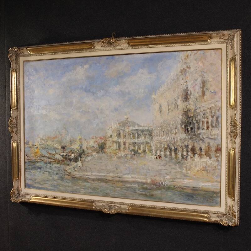 Great painting signed by Luigi Mantovani, View of Venice