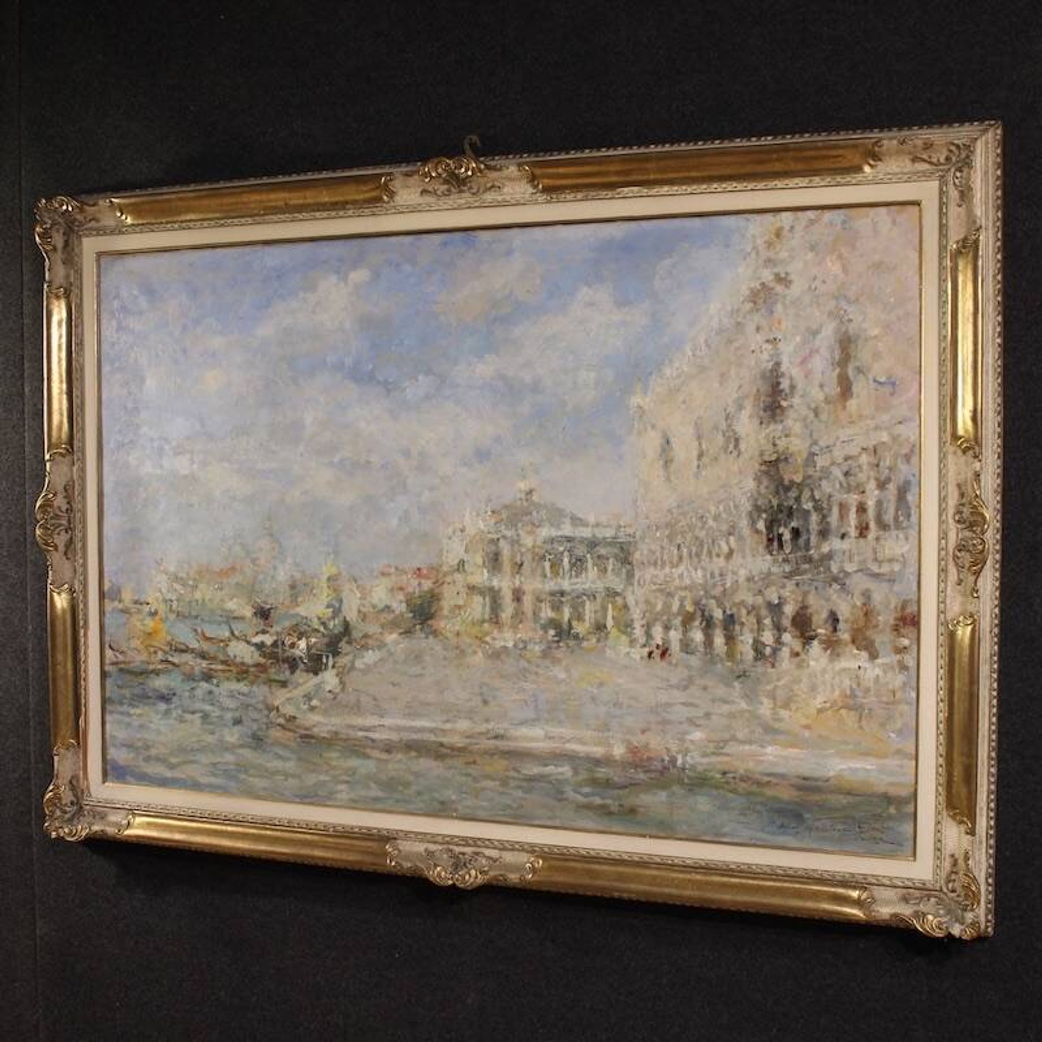 Great painting signed by Luigi Mantovani, View of Venice