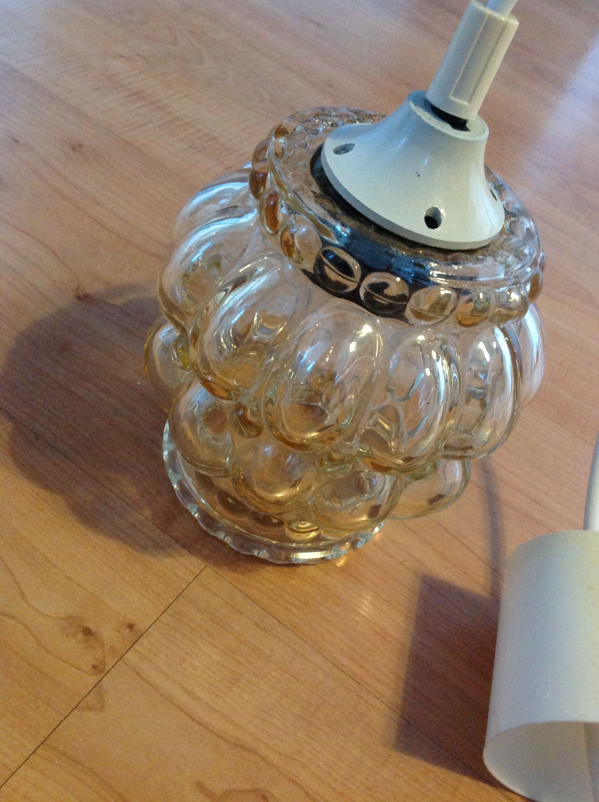 Amber bubbled glass walker / vintage 60s-70s