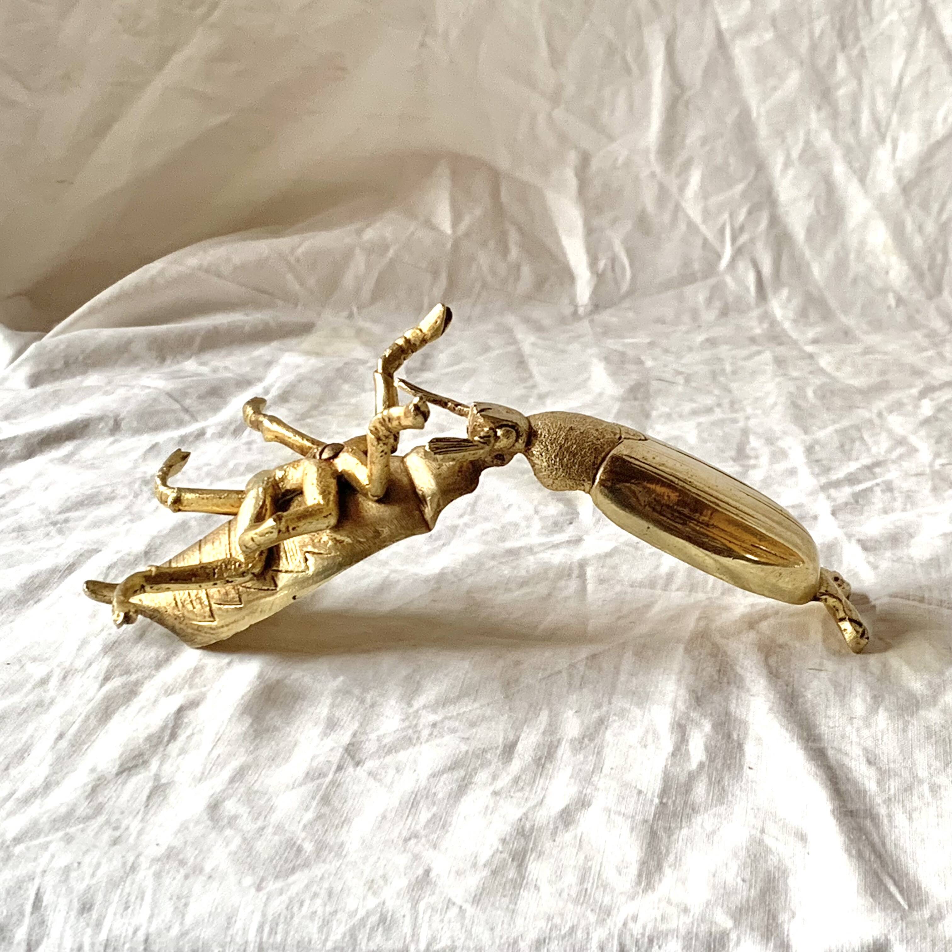 Vintage golden brass scarab