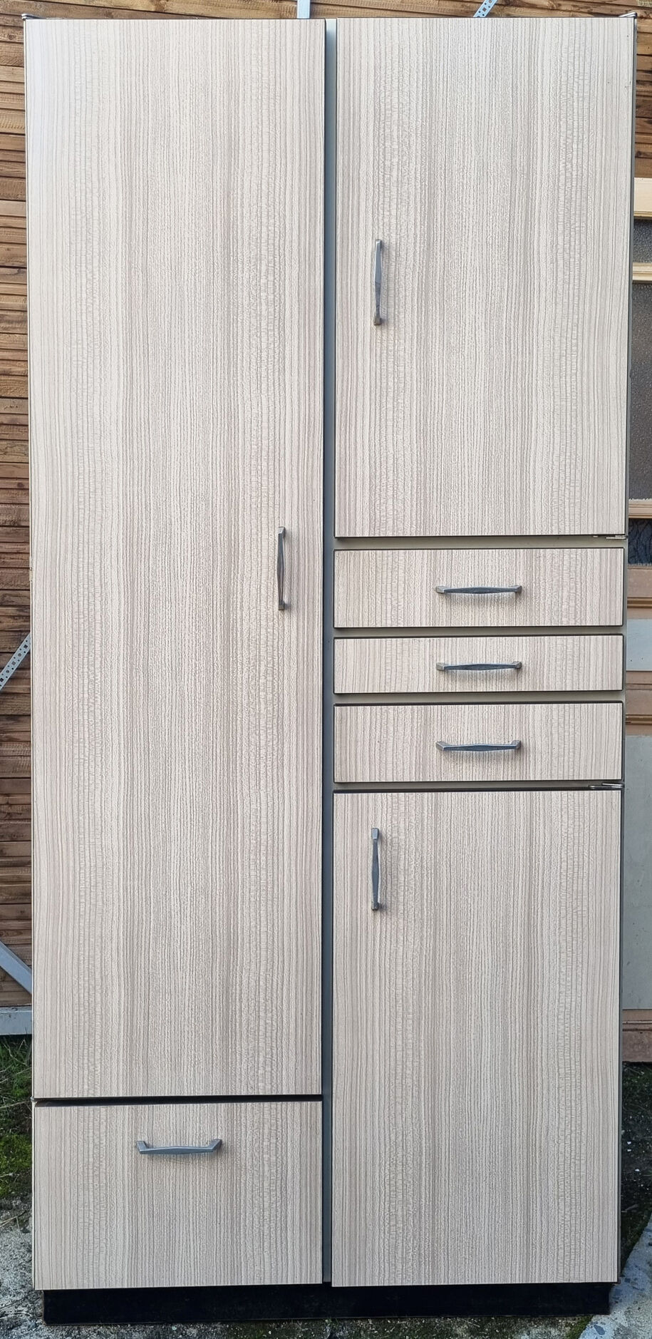 Formica sideboard, one body, formica, beige white weave, vintage, 70s