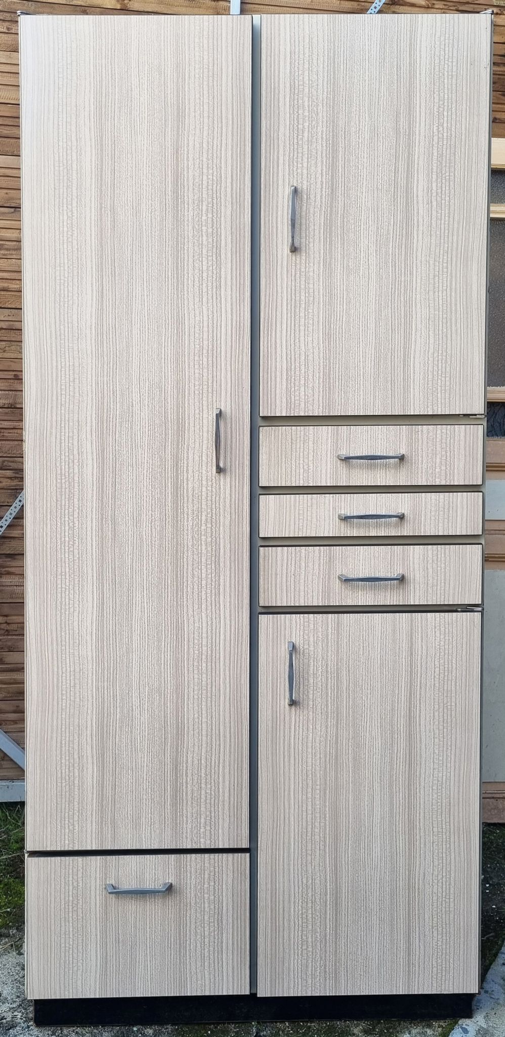Formica sideboard, one body, formica, beige white weave, vintage, 70s