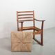 Rare fauteuil brutaliste en chêne Bas van Pelt avec assise en jonc tressé pour ma maison