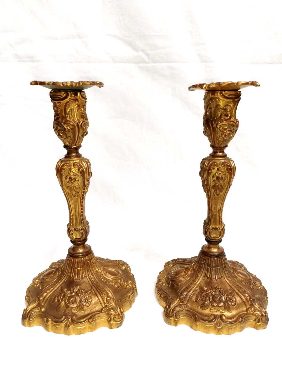 Pair of old candlesticks in Gilded Bronze ---- Signed!