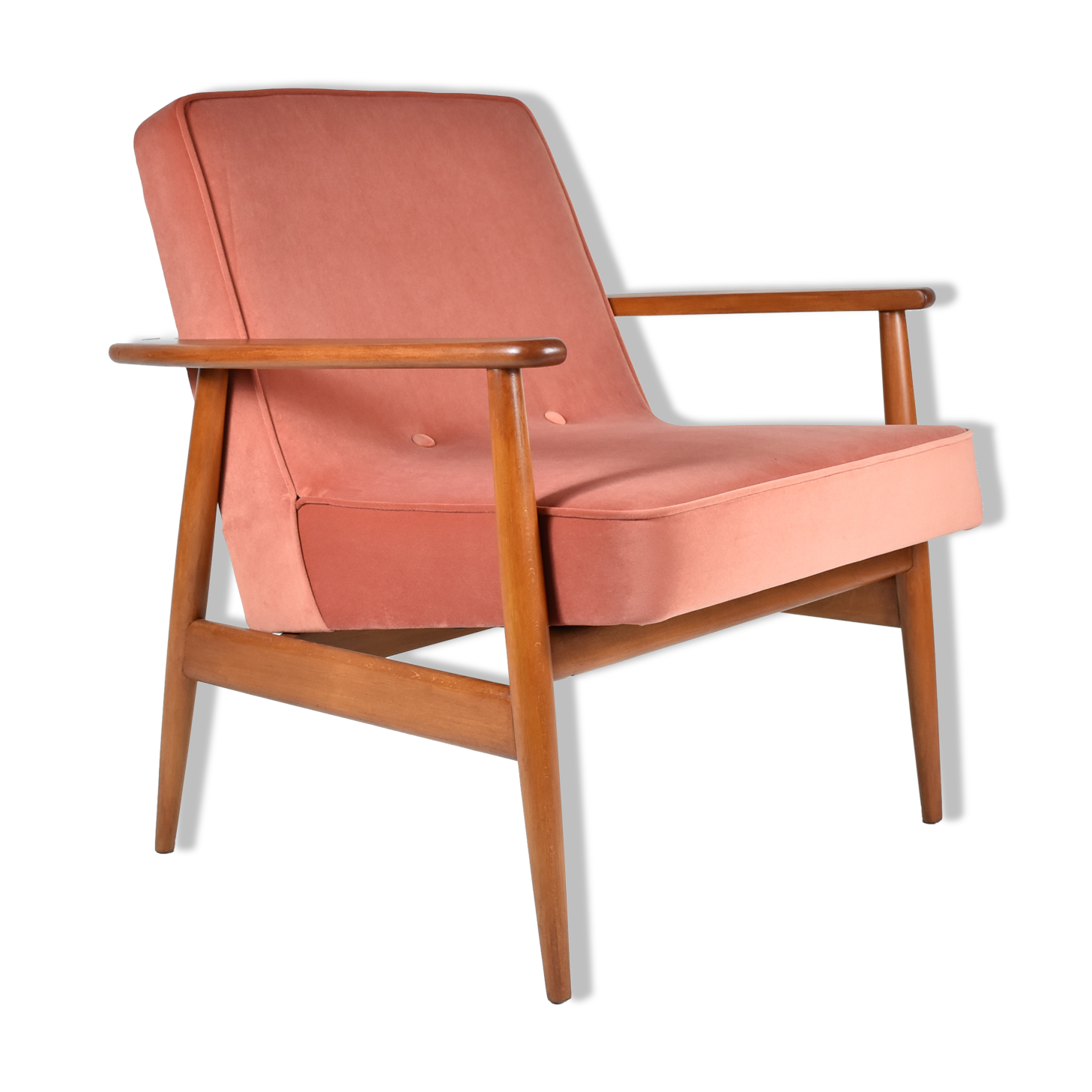 Mid-century modern pink velvet armchair, designer M. Zielinski, 1960s, Poland