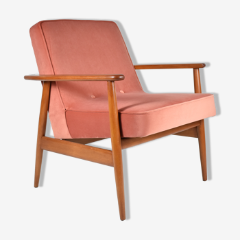 Fauteuil en velours rose designer M. Zielinski, années 1960, Pologne