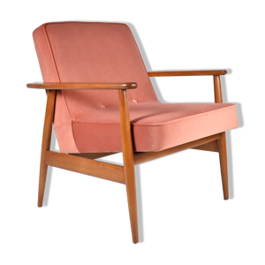 Fauteuil en velours rose