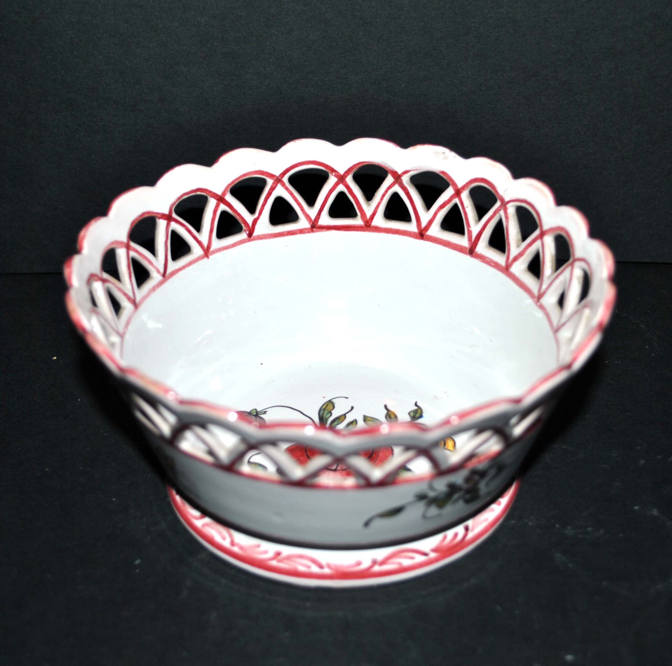 Openwork earthenware basket cup by Malicorne Emile Tessier