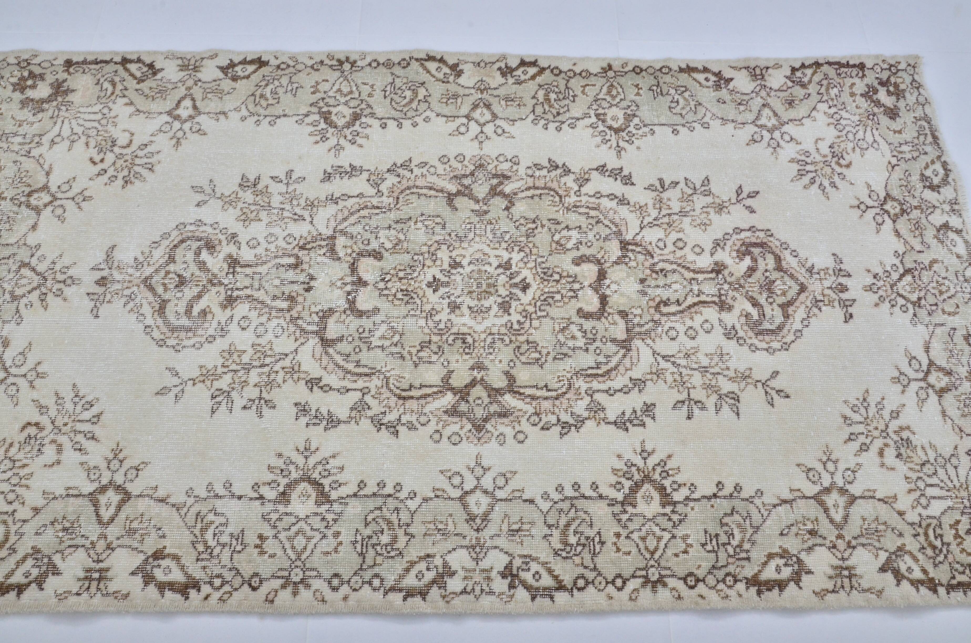 Beige And Brown Vintage Oushak Carpet sku 3578