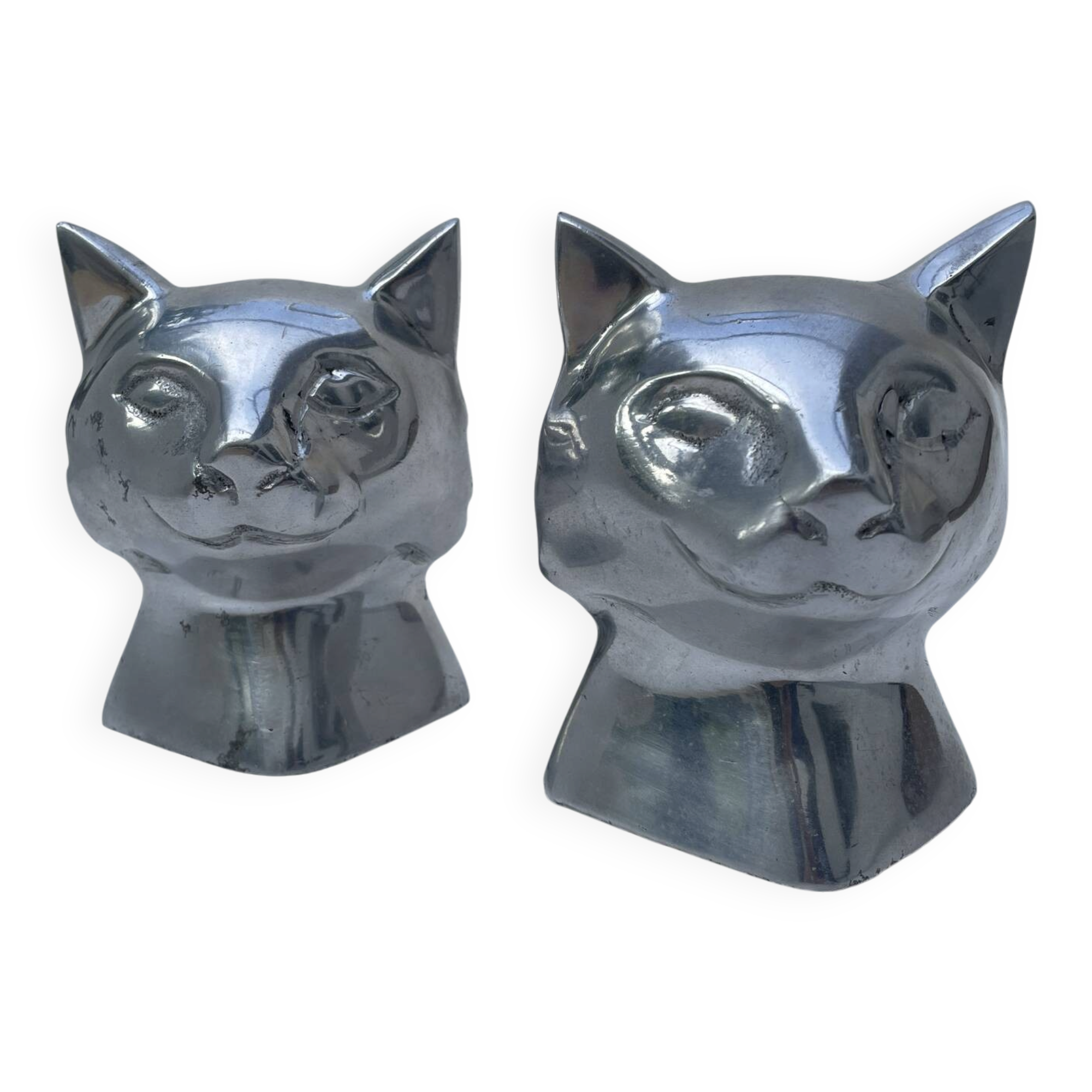 Pair of designer cat head bookends