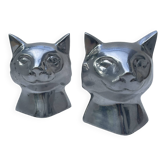 Paire de serre-livres design tête de chats