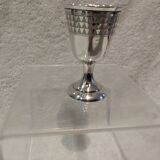 Silver egg cup 950, Art Deco style, triangular frieze, silversmith Tirbour