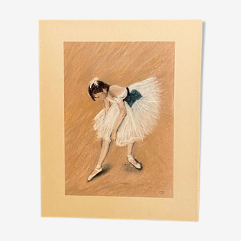 Pastel painting signed to the young ballerina dancer