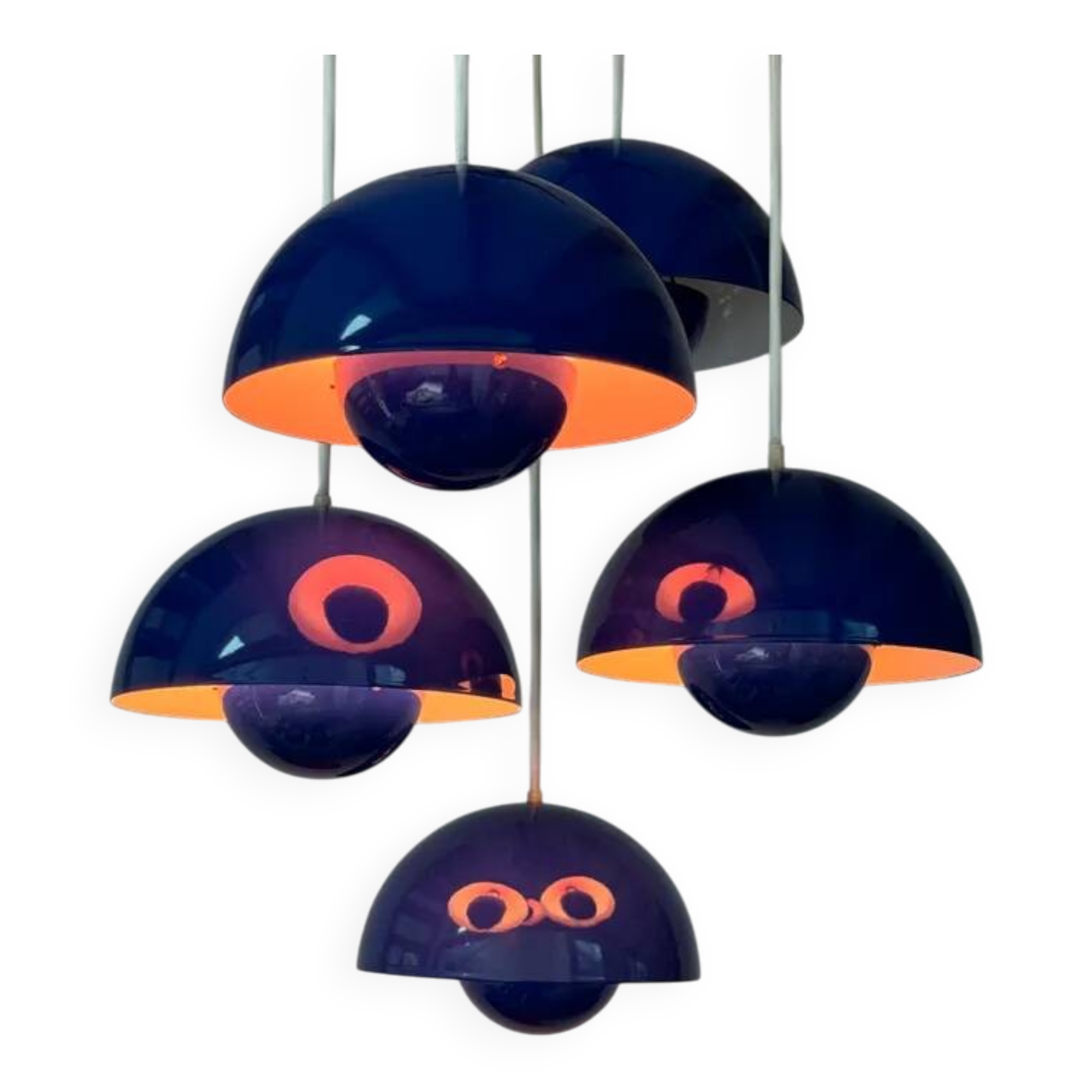 5 Blue Flower Pots by Verner Panton produced by Louis Poulsen