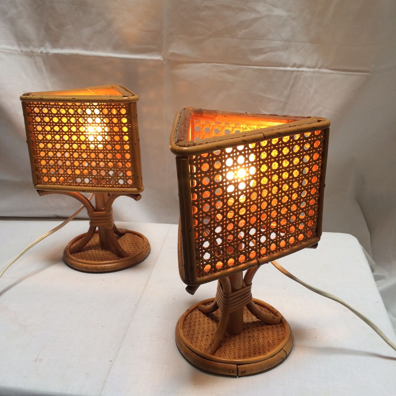 Vintage rattan lamps 70