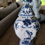 Pair of Dutch Delft earthenware lidded jars