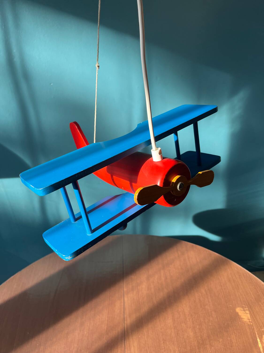 Airplane wooden pendant light