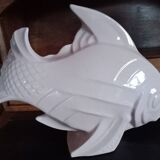 Lejan - poisson art deco en mouvement faïence craquelée rosé