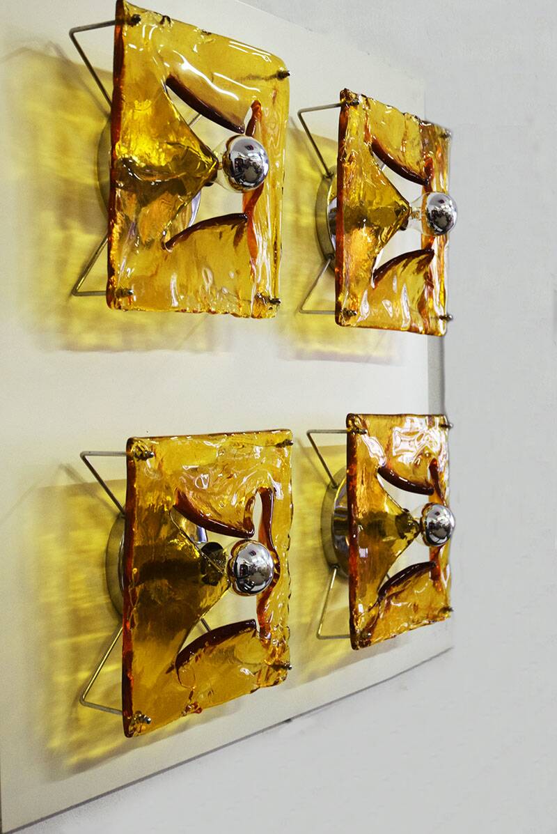 Mazzega Murano large wall sconce with 4 lights 1970s