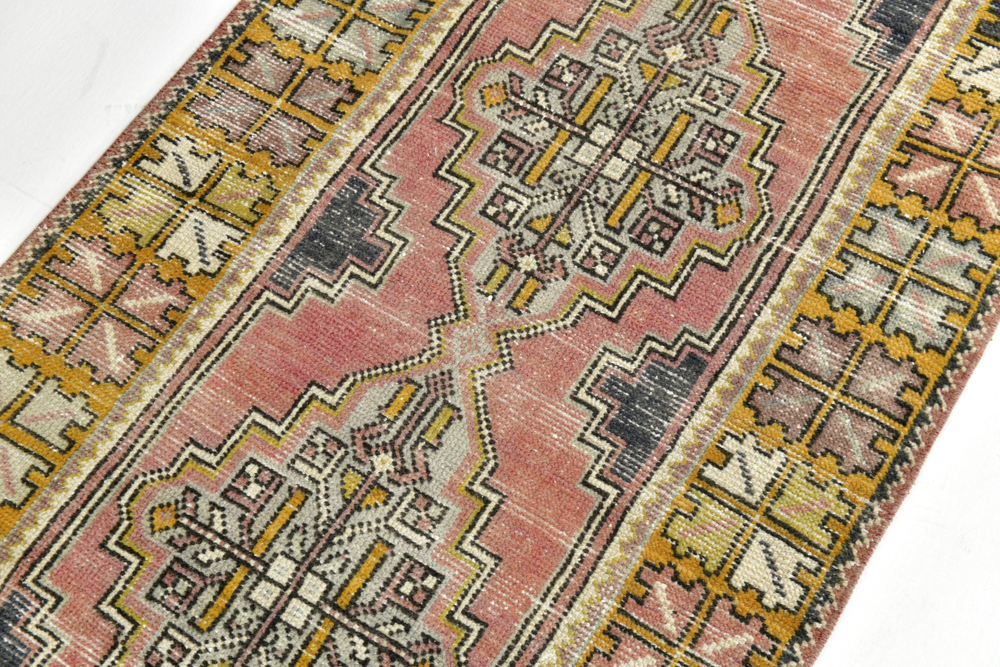 Red & Gold Persian Hallway Runner Rug,  92x314Cm