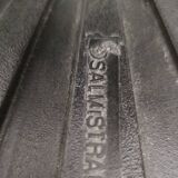 Black Leather and Chrome-Plated Metal Magazine Rack by Salmistraro, Italy